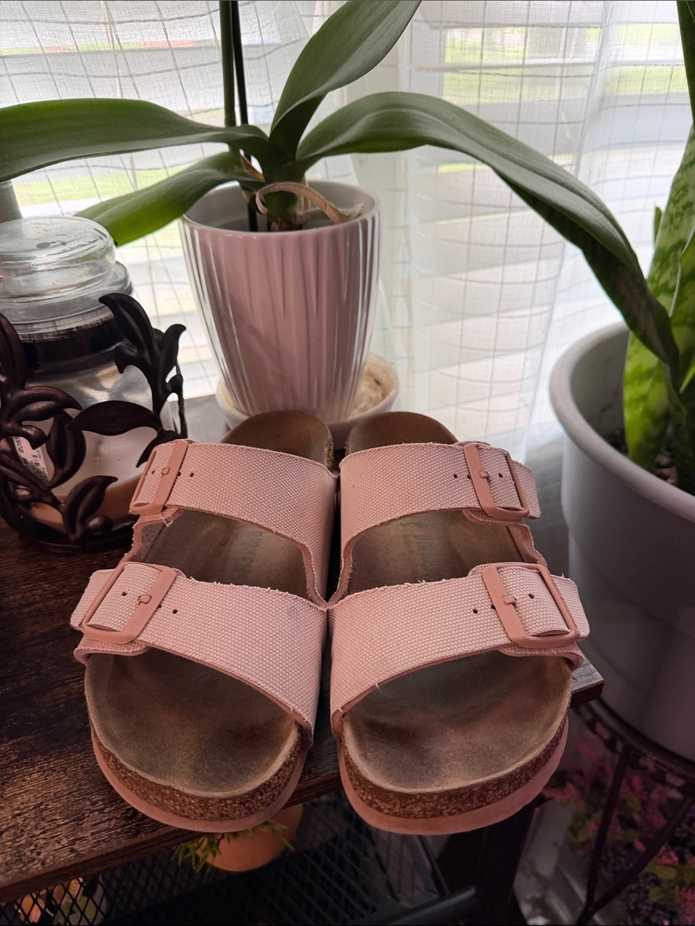 Birkenstock Pink Suede Narrow-Profile Sandal
